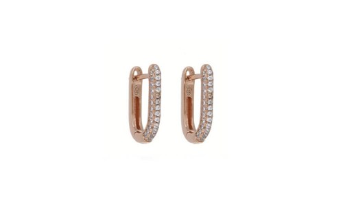 Orecchini Argento Placcato Oro Rosa Con Zirconi Bianchi Cuori Milano 24890830